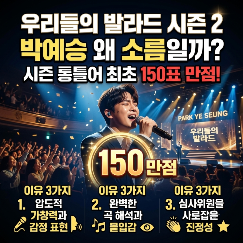 우리들의 발라드 시즌 2 박예승 왜 소름일까? 시즌 통틀어 최초 150표 만점 이유 3가지