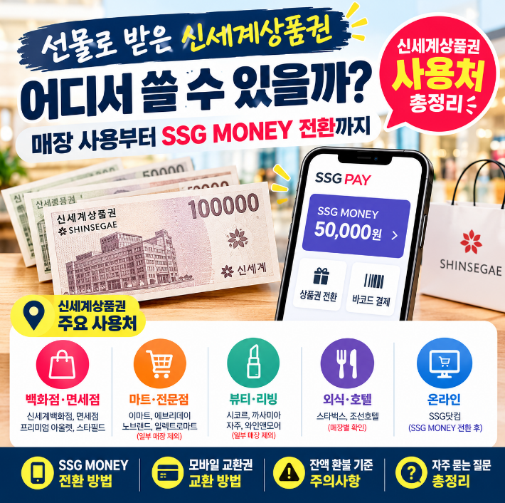 신세계상품권 사용처 및 SSG MONEY 전환 방법, 잔액 60% 환불 기준