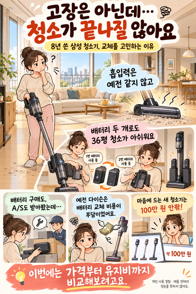 배터리 바꿔도 답답한 8년 된 청소기, 무선청소기 비교 10개 브랜드 가격·장단점
