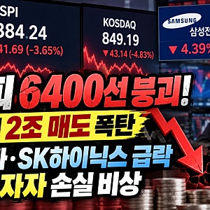 코스피 6400선 붕괴! 외국인 2조 매도에 삼성전자·SK하이닉스 급락…개미 투자자 손실 비상