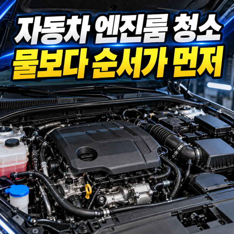 자동차 엔진룸 청소, 물보다 순서입니다