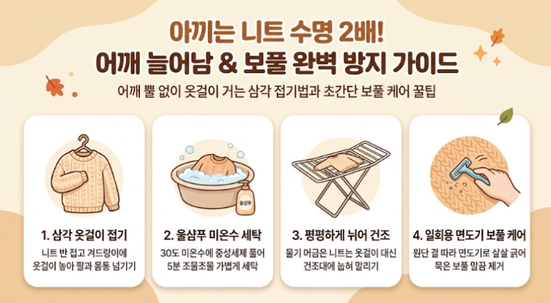 어깨 뿔 안녕! 아끼는 니트 늘어남 없이 옷걸이 거는 법 & 초간단 보풀 제거 꿀팁