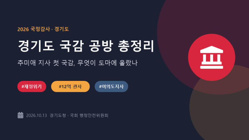 추미애 '재정위기' 선언하더니 '12억 관사' 논란…경기도 국감 공방 총정리
