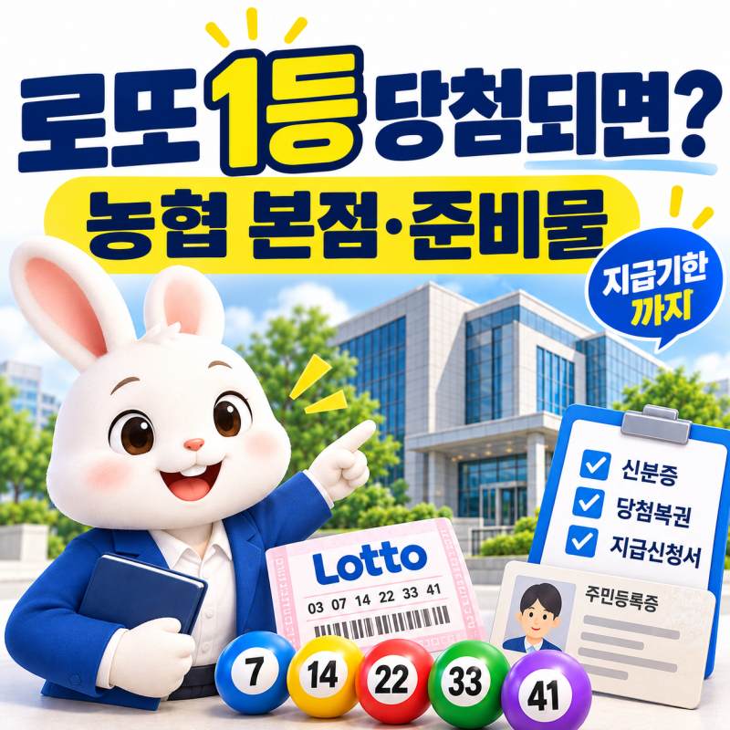 로또 1등 당첨금 수령방법 총정리｜농협 본점·준비물·지급기한
