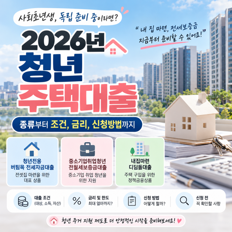 2026년 청년 주택대출 총정리｜청년 전세대출 조건부터 금리, 신청 방법까지