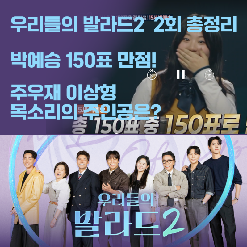 우리들의 발라드2 2회 총정리｜박예승 150표 만점·주우재 이상형 목소리 코니 박·군인 김도....