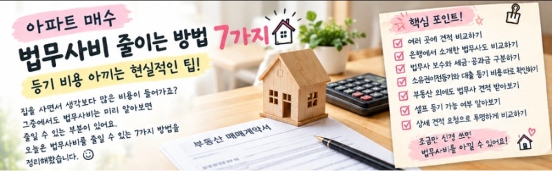 아파트 매수 법무사비 줄이는 방법 7가지｜등기 비용 아끼는 현실적인 팁