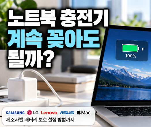 노트북 충전기 계속 꽂아두면? 배터리 수명과 제조사별 설정법