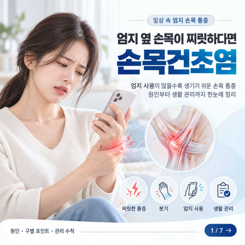 찌릿하게 붓는 엄지손가락 손목 통증, 손목건초염 원인과 예방 수칙