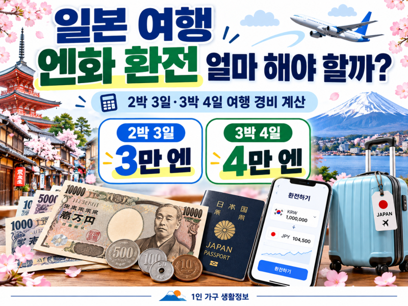 일본 여행 엔화 환전 얼마 해야 할까?｜2박 3일·3박 4일 여행 경비 계산