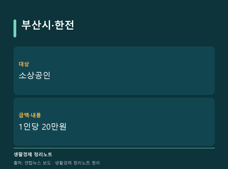 부산 소상공인 에너지바우처 20만원... 차량 연료비에 이어 전기요금 결제도 추진