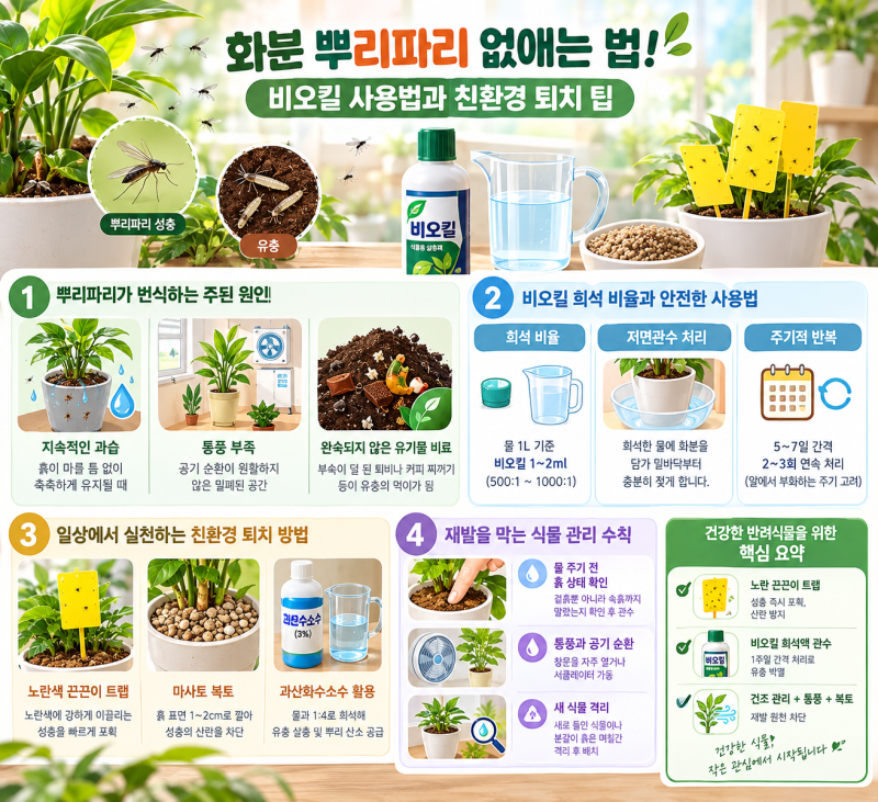 화분 뿌리파리 없애는 법! 비오킬 사용법과 친환경 퇴치 팁