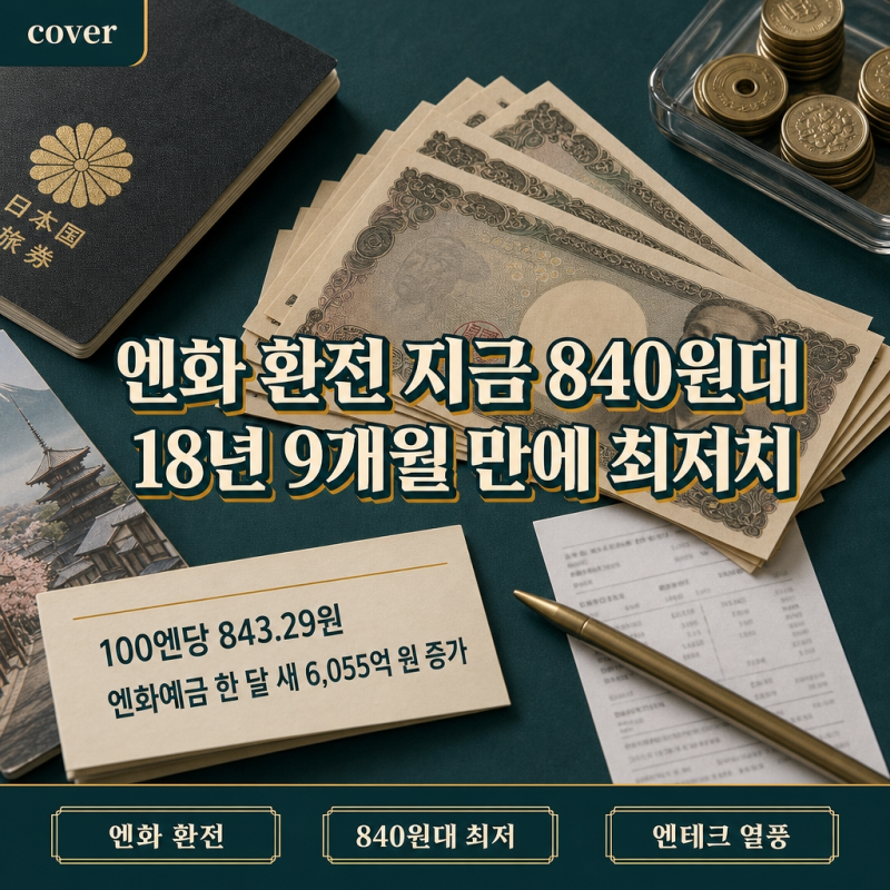 엔화 환전 지금 840원대 “18년 만에 최저”…엔화예금 6000억 몰린 현실적 이유