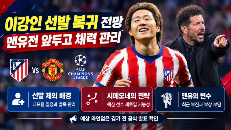 이강인 선발 제외, 맨유전 앞둔 시메오네의 계산은? UCL 총력전 예고