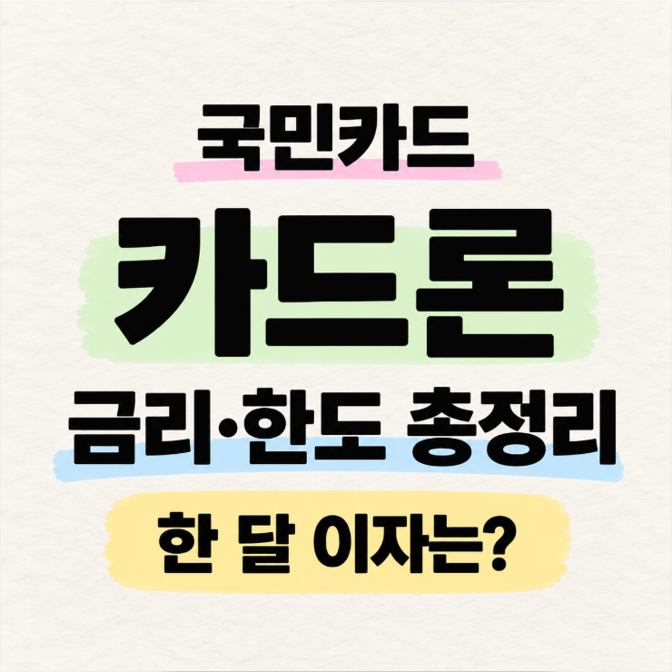 국민카드 장기카드대출 금리·한도 총정리, 신용점수 하락과 연체시 대처방법