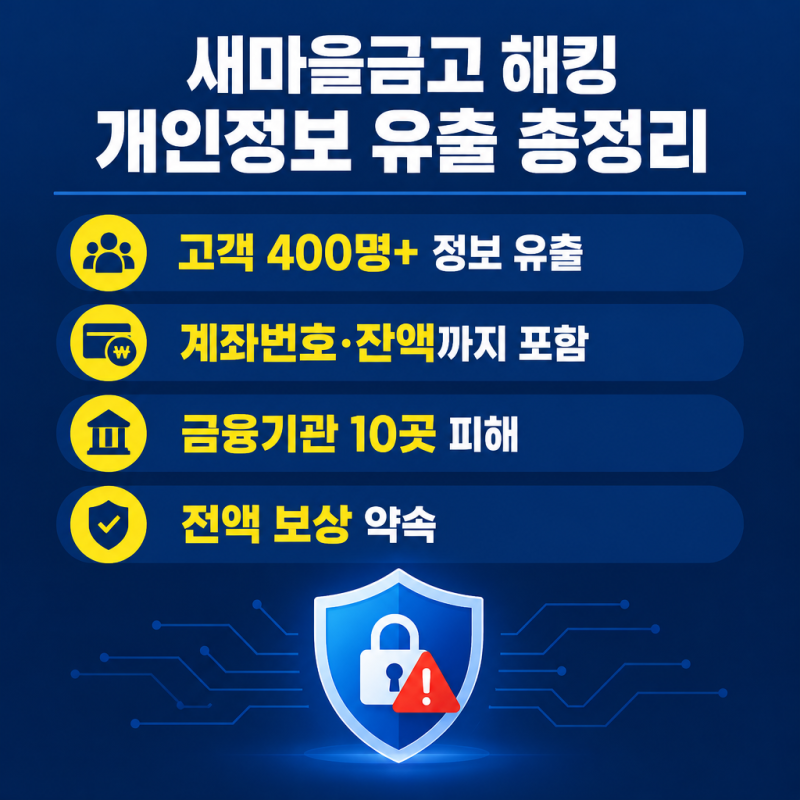 새마을금고 해킹 개인정보 유출 총정리! 400명 계좌번호 잔액까지 털렸다, 금융기관 해킹 대....