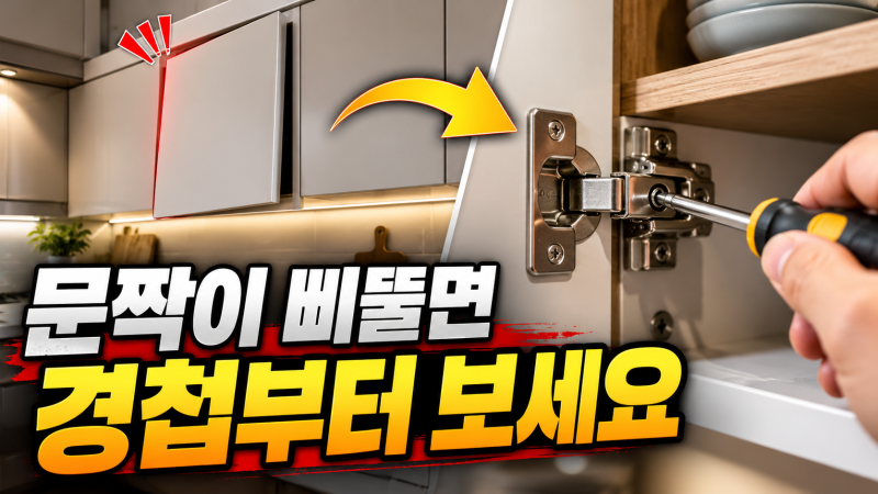 싱크대 문짝이 한쪽으로 처졌다면? 경첩 조절부터 확인하세요