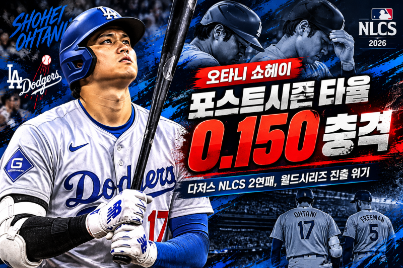 오타니 포스트시즌 타율 0.150 충격, 다저스 NLCS 2연패 위기의 원인은?