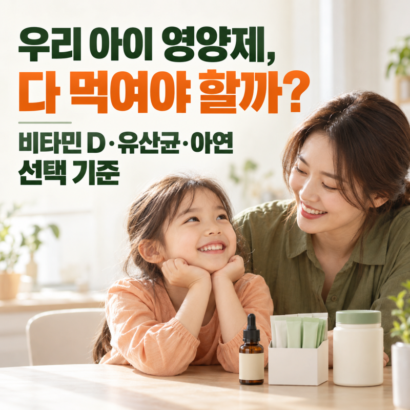우리 아이 영양제, 다 먹여야 할까? 비타민 D·유산균·아연 선택 기준