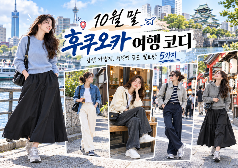 10월 말 후쿠오카 여행 코디｜낮엔 가볍게, 저녁엔 겉옷이 필요한 코디 5가지