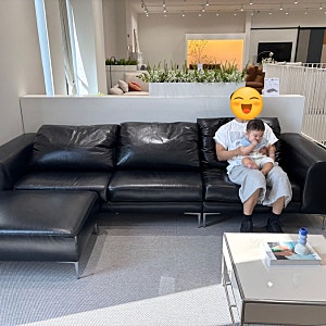 파주 막스앤 소파 쇼룸 방문 후기, 아닐린 모쏘 블랙 4인 가죽소파 내돈내산