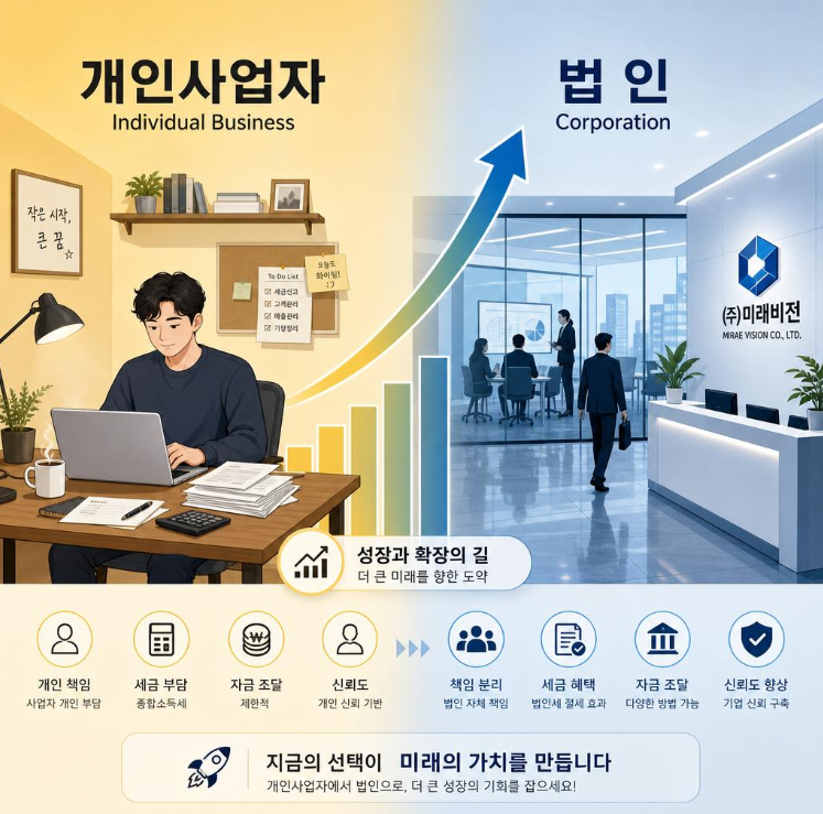 개인사업자 법인전환, 매출 얼마부터 유리할까? 세금 차이와 전환 시점 총정리