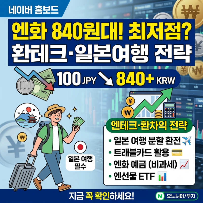 [환율 동향] "지금이 진짜 최저점?" 엔화 840원대 진입, 환테크·일본여행 전략 체크!