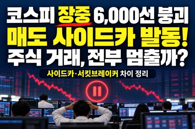 코스피 6,000선 장중 붕괴·매도 사이드카 발동! 서킷브레이커와 차이 총정리