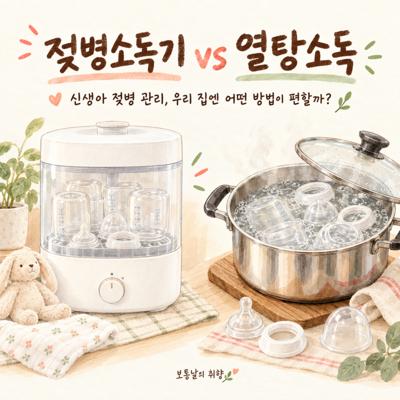 젖병소독기 vs 열탕소독｜신생아 젖병 관리에 편한 방법은?