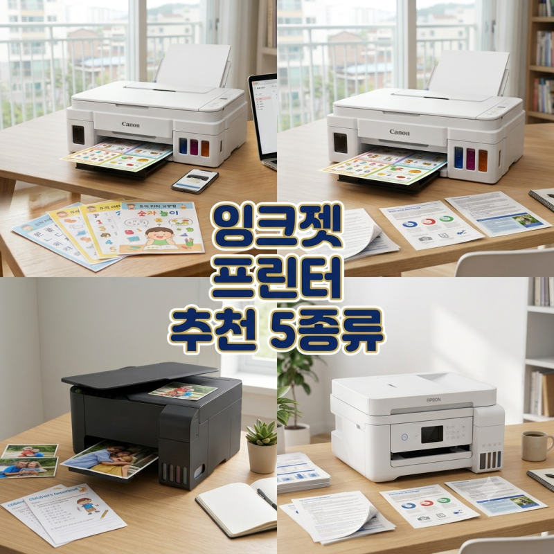 잉크젯 프린터 추천 5종 / 가격, 무한잉크, 자동양면인쇄, 팩스까지 한번에 !!