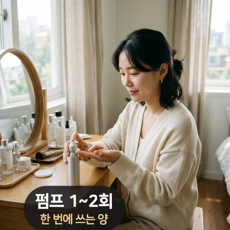 네리티아 프라이머 사용법, 스킨케어 다음에 펌프 1~2회를 T존·U존에 얇게 발라요