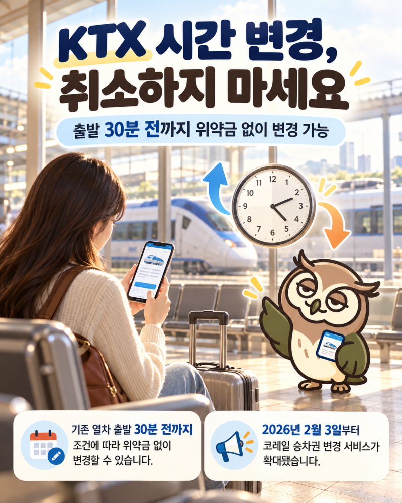 2026 KTX 시간 변경, 취소하지 마세요! 출발 30분 전까지 위약금 없이 바꾸는 법