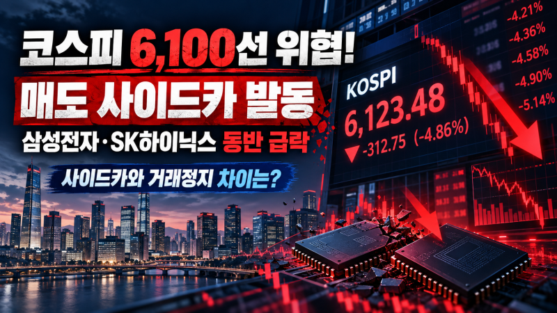 코스피 6100선 급락에 매도 사이드카 발동! 5% 하락하면 거래정지? 삼성전자·SK하이닉스 하락 ....