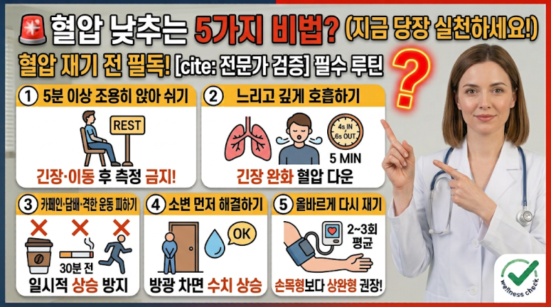 혈압 높게 나왔을 때 5분 안에 해야 할 일, 절대 하면 안 되는 일