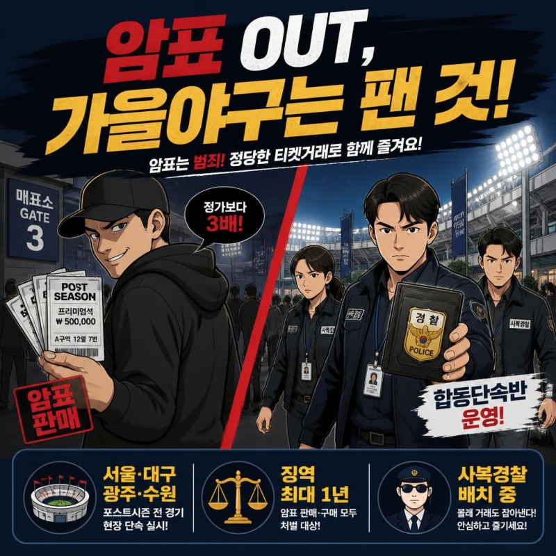 가을야구 암표, 문체부 170명 수사 의뢰와 현장 단속