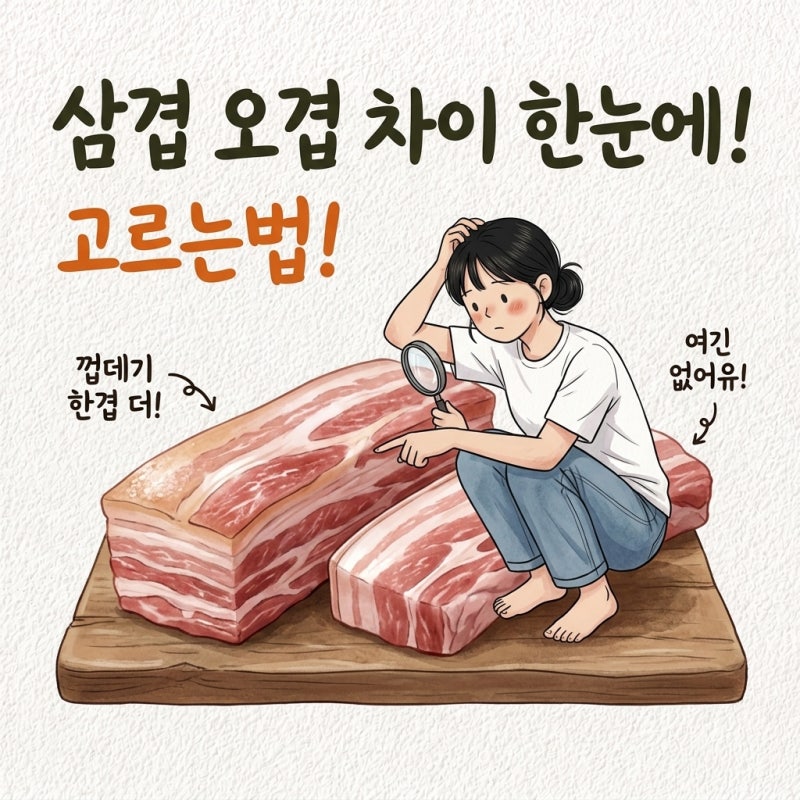 "오겹이 한 겹 더 있다고?" 삼겹살 오겹살 차이 오돌뼈 부위 지방 층 고르는법 먹는법