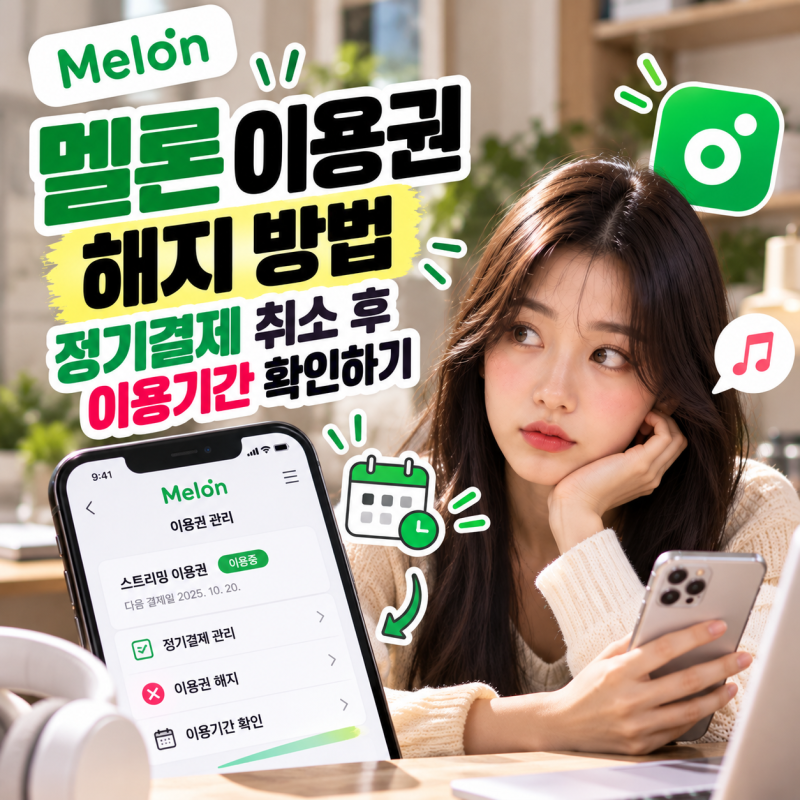 멜론 이용권 해지 방법, 정기결제 취소 후 이용기간 확인하기
