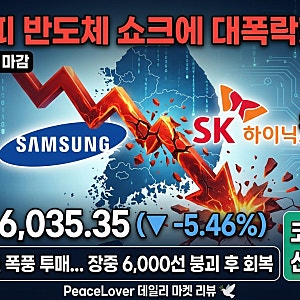 코스피 반도체 쇼크에 -5.46% 대폭락 6,035! SK하이닉스 -10%·삼성전자 -7%, 외국인 4.5조 투매...코....