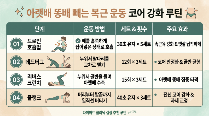 아랫배 똥배 빼는 복근 운동 코어 강화 루틴! 허리 안 아프게 아랫배 쏙 넣는 법