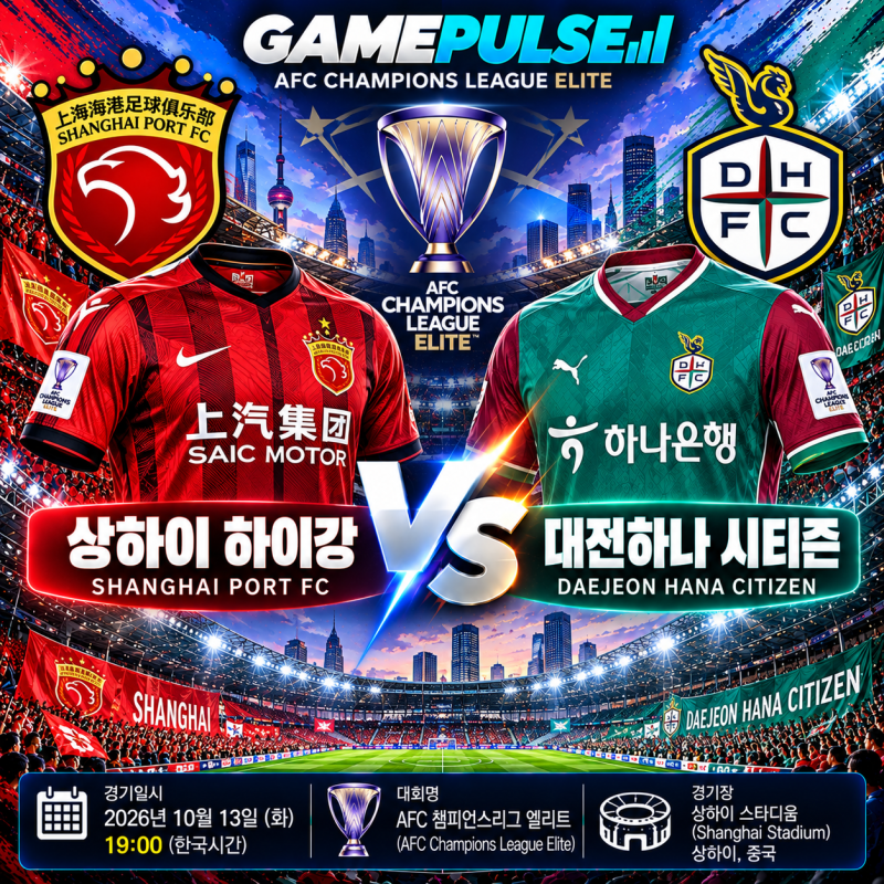 [ACL] 상하이 하이강 vs 대전하나 시티즌 승부예측! 1.95 정배의 함정과 배당 압축 구간 공개