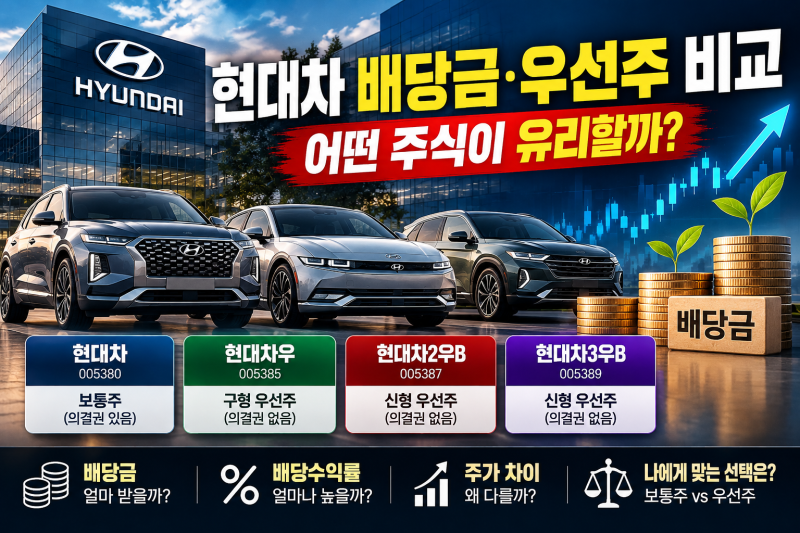 현대차 배당금·우선주 비교: 현대차우 vs 현대차2우B, 보통주보다 유리할까?