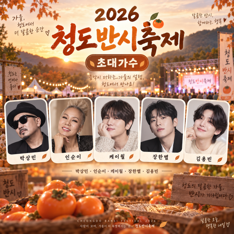 2026 청도반시축제 일정 주차 셔틀버스 초대가수 공연 총정리