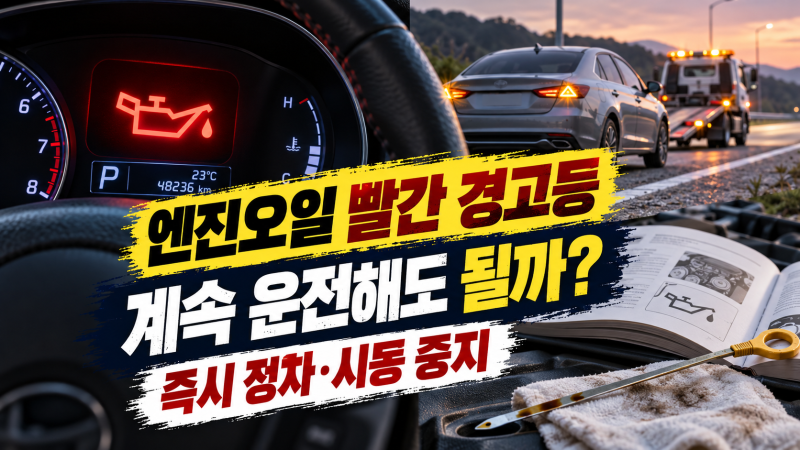 주행 중 엔진오일 경고등 켜지면 계속 운전해도 될까? 빨간색 경고등 대처법