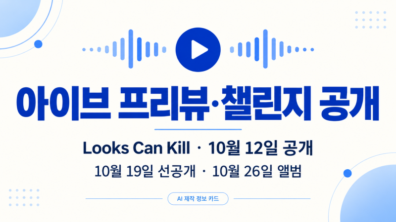 아이브 룩스 캔 킬 프리뷰 공개, 19일 선공개 일정