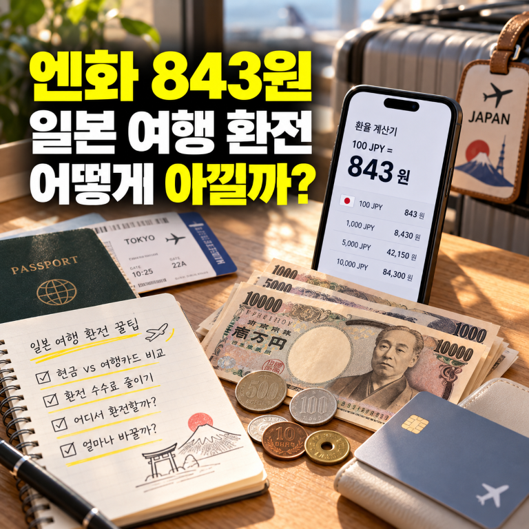 엔화 843원, 일본 여행 환전 어떻게 해야 아낄까? 현금·트래블카드 선택법