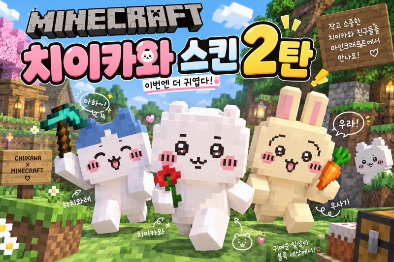마인크래프트 치이카와 스킨 적용 방법, 할로윈 맞이 방 꾸미기까지 2탄으로 정리했어요