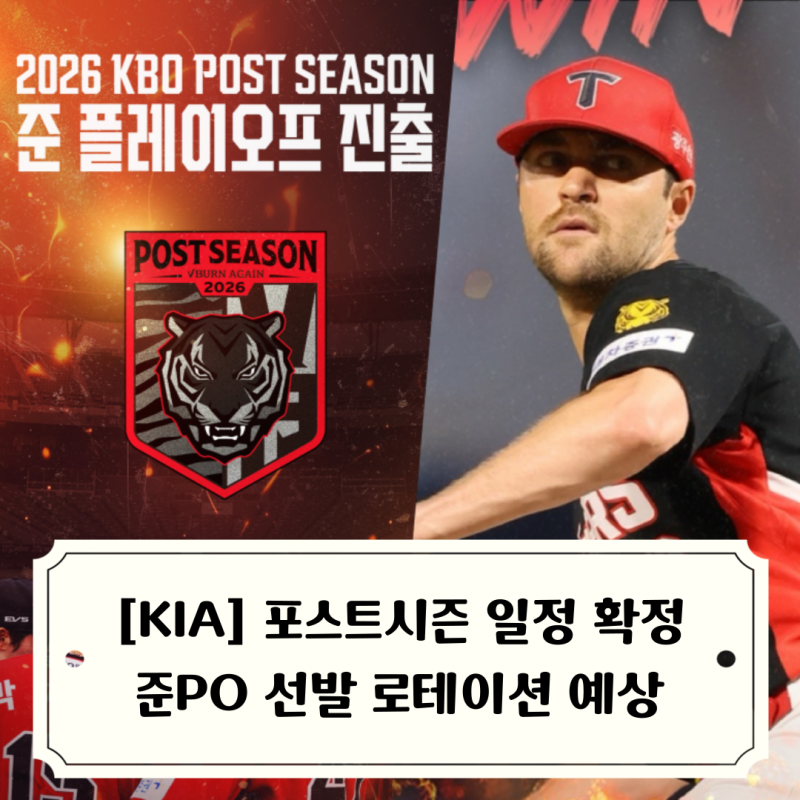 기아타이거즈 준플레이오프 경기 일정 확정, 준PO 선발 투수 로테이션 예상
