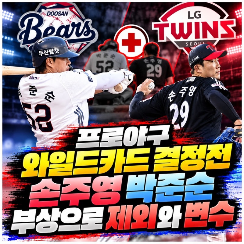 프로야구 엘지 두산 와일드카드 엔트리 명단과 부상 변수! 손주영 박준순 제외 누가 더 유리....