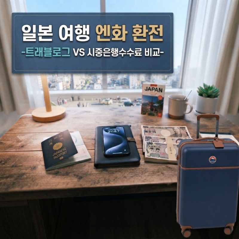 일본 여행 엔화 환전 가이드 (트래블로그 VS 시중 은행 수수료 비교 총정리)