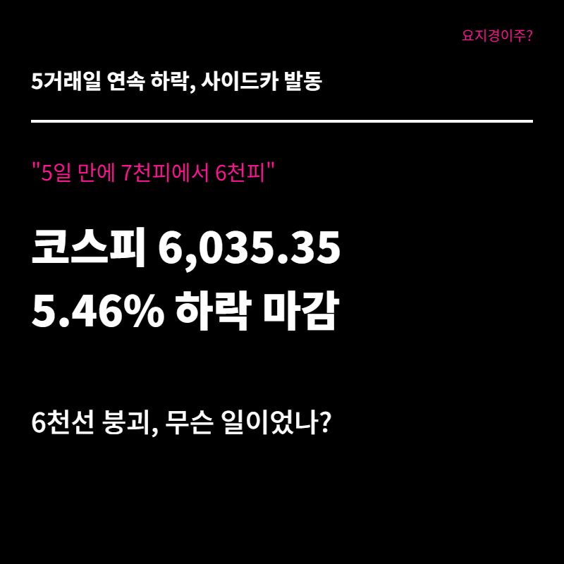 "5일 만에 7천피에서 6천피" 코스피 사이드카